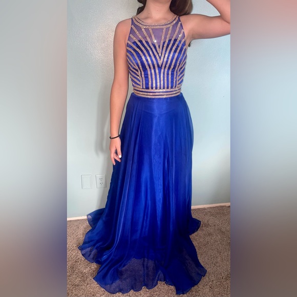 Dillards Dresses Royal Blue And Gold Prom Dress Size 2 Poshmark